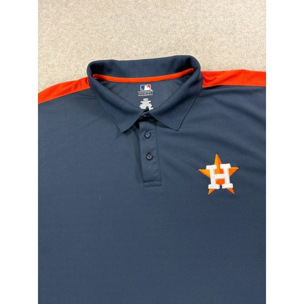 Houston Astros MLB Stitched Logo Baseball Polo Shirt (Men's 2XL Tall) Blue